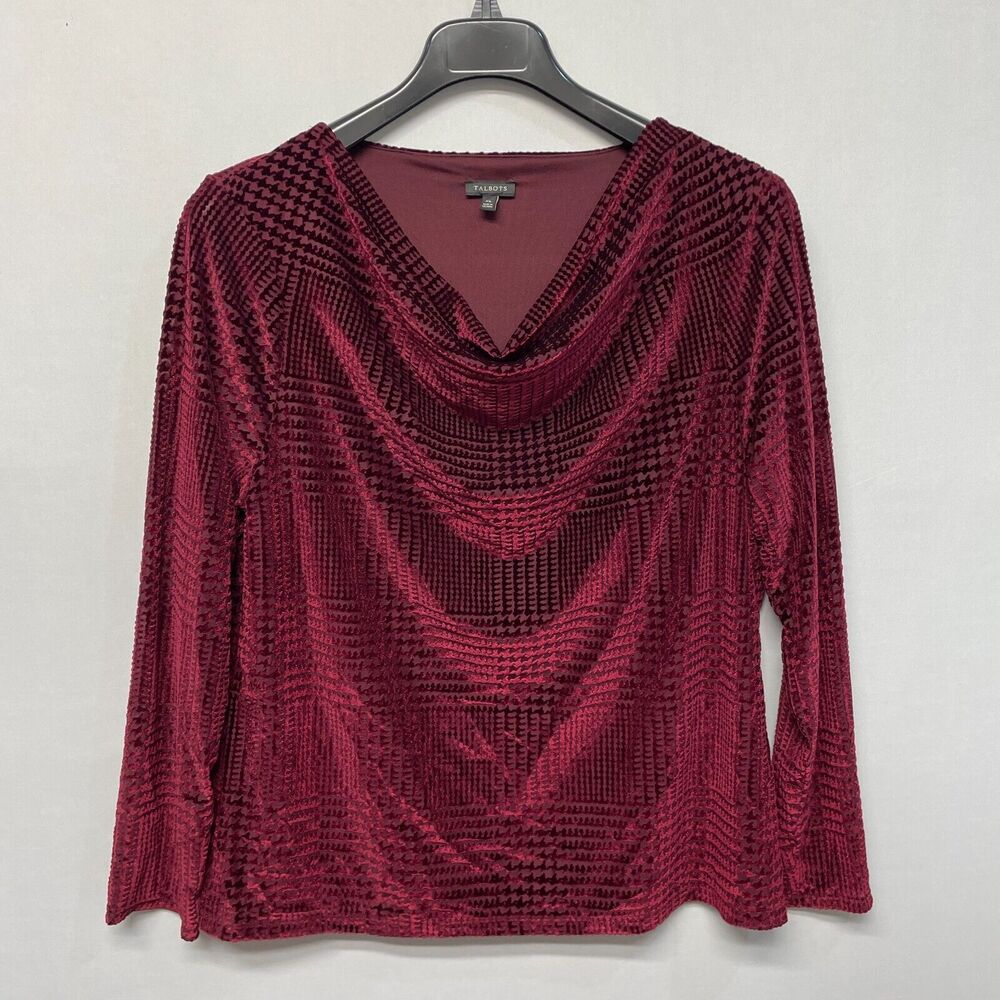 Talbots Women Long Sleeve Blouse Top Shirt Size XL X-Large Velvet M268 -27